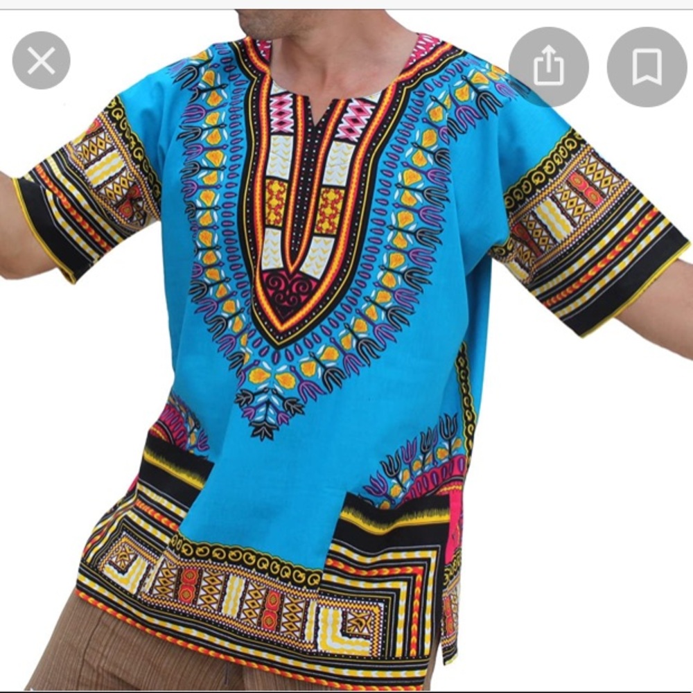 Colorful African RaanPahMuang Dashiki Cotton Shirt